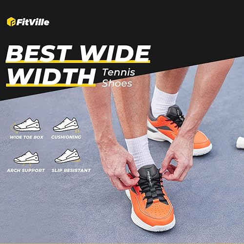 FitVille Wide Pickleball Shoes All Court Tennis Shoes - Best Court Shoes